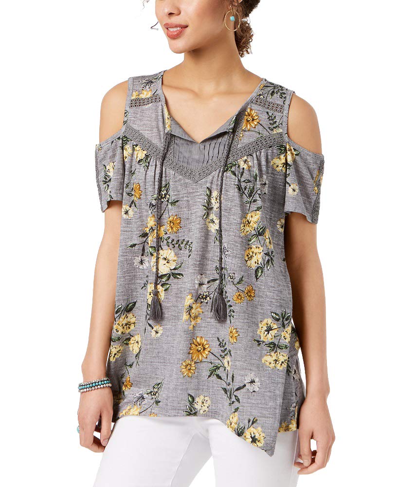 Style & Co Printed Handkerchief Peasant Top