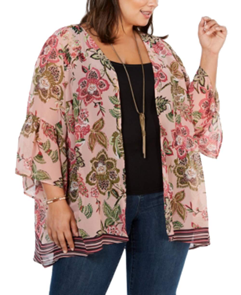 Plus Size Printed Kimono