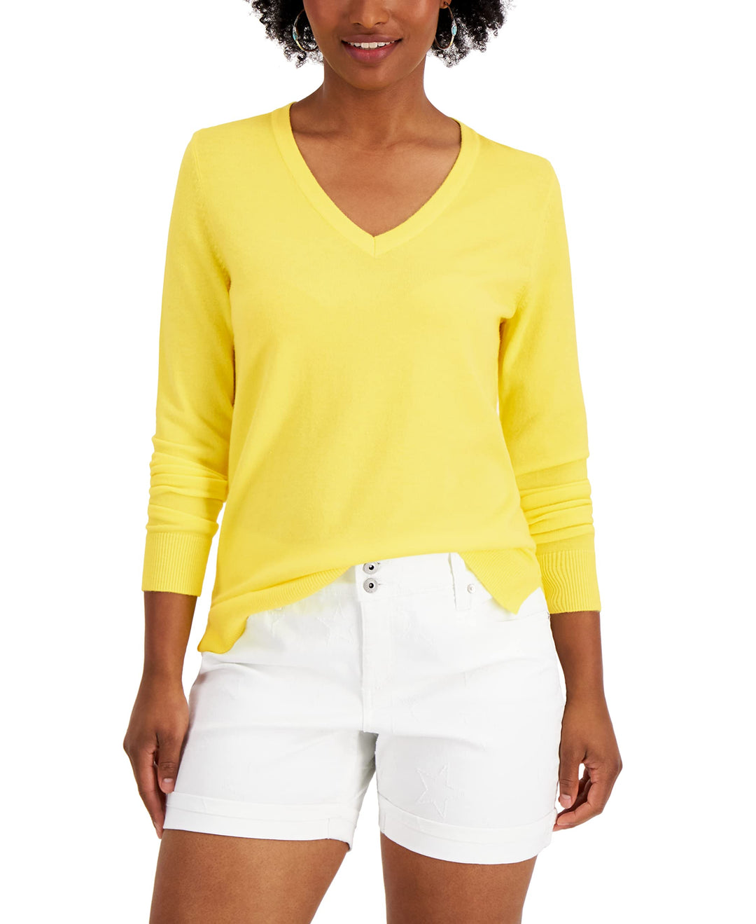 Style & Co Solid V Neck Sweater
