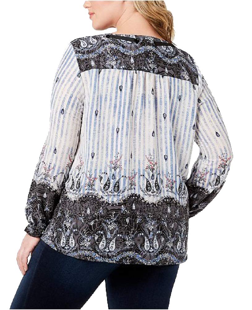 Style & Co Plus Size Printed Peasant Top