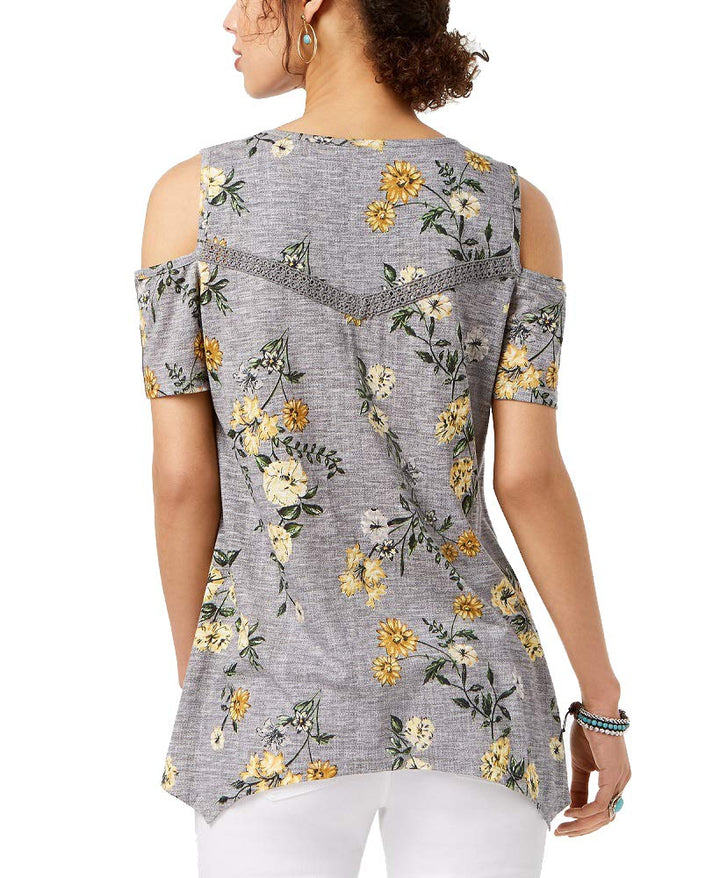 Style & Co Printed Handkerchief Peasant Top