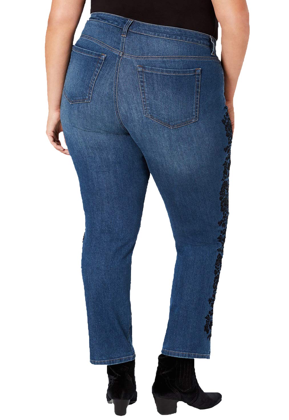 Style & Co Plus Size Cotton Brocade Trim Boyfriend Jeans