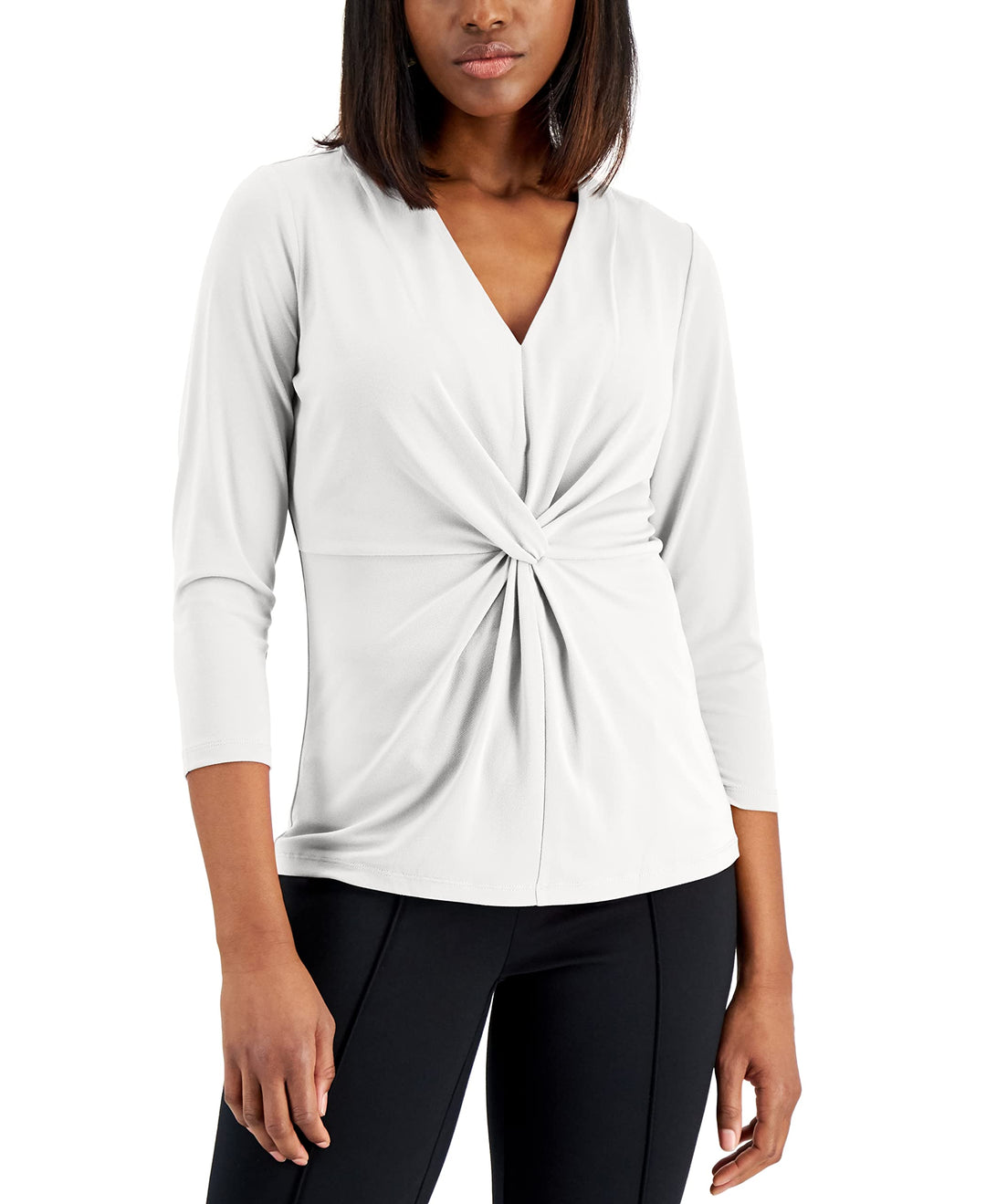 Alfani 3/4 Sleeve Twist Detail Top