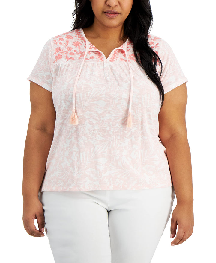 Style & Co Plus Size Embroidered Tassel T-Shirt