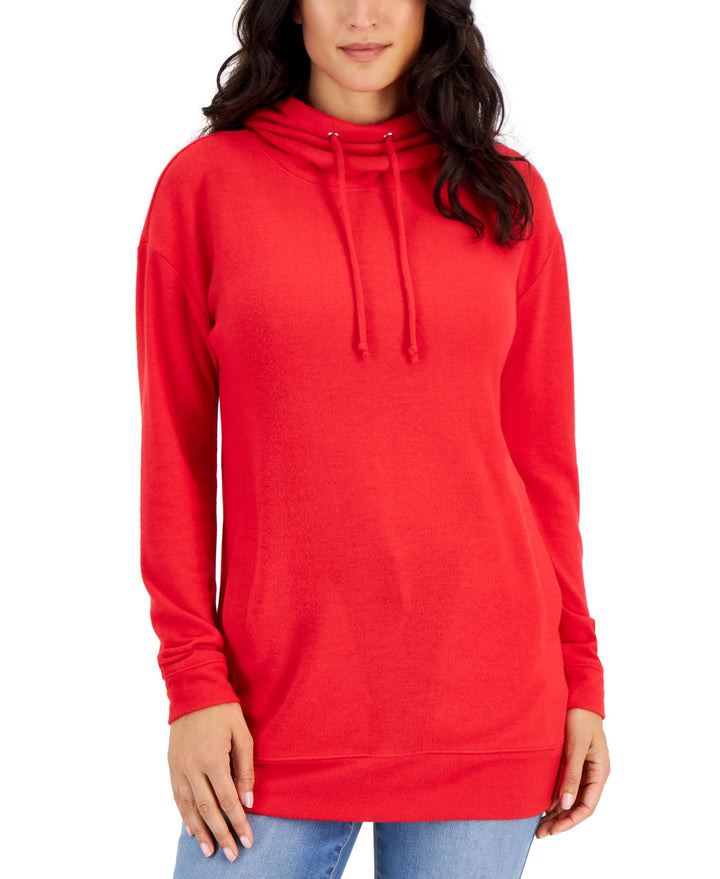 Style & Co Womens Drawstring Cowl Neck Knit Tunic