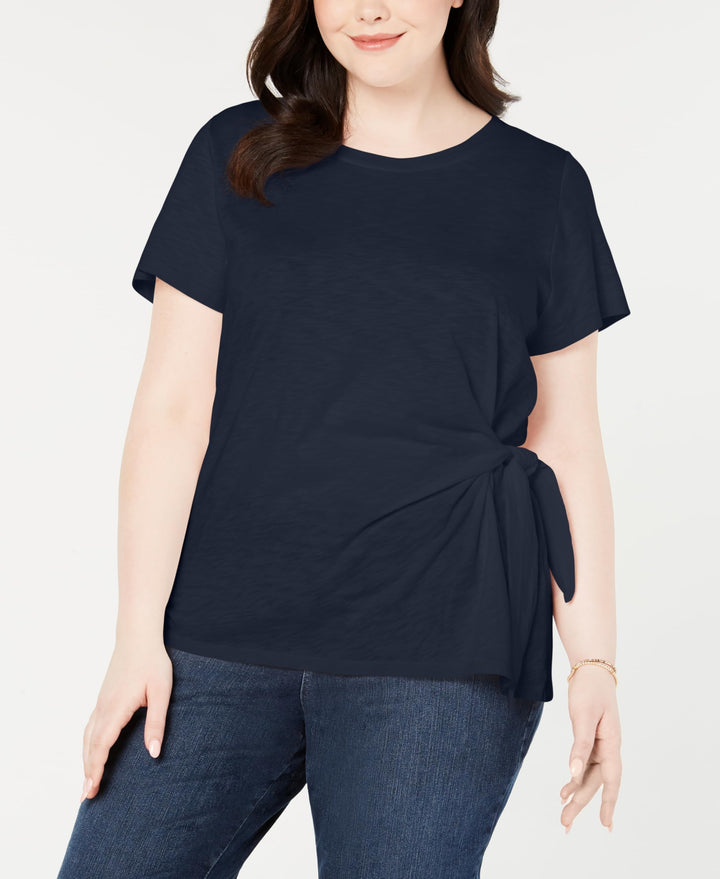 Style & Co Plus Size Side Tie T-Shirt