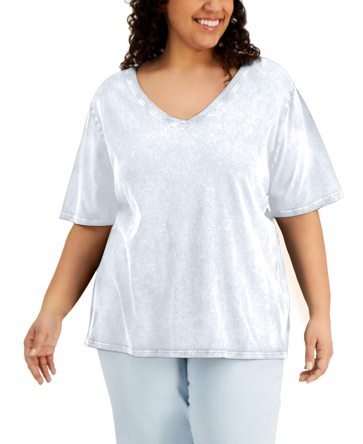Style & Co Plus Size Cotton V Neck T-Shirt