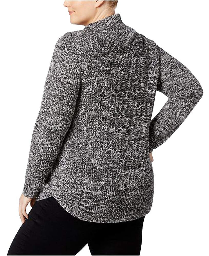 Style & Co Plus Size Envelope Collar Marled Sweater