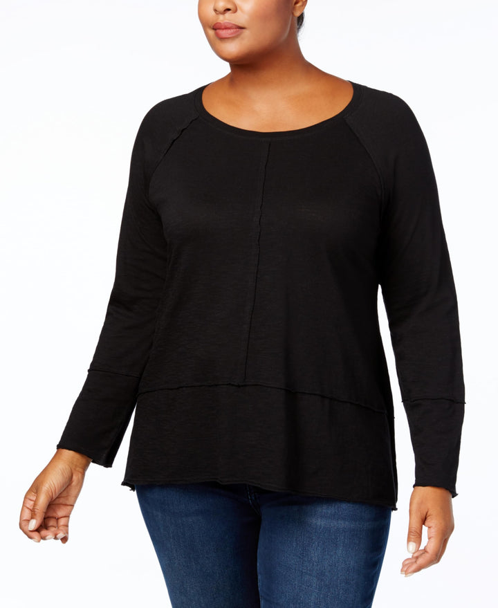Style & Co Plus Size Seamed High Low Top