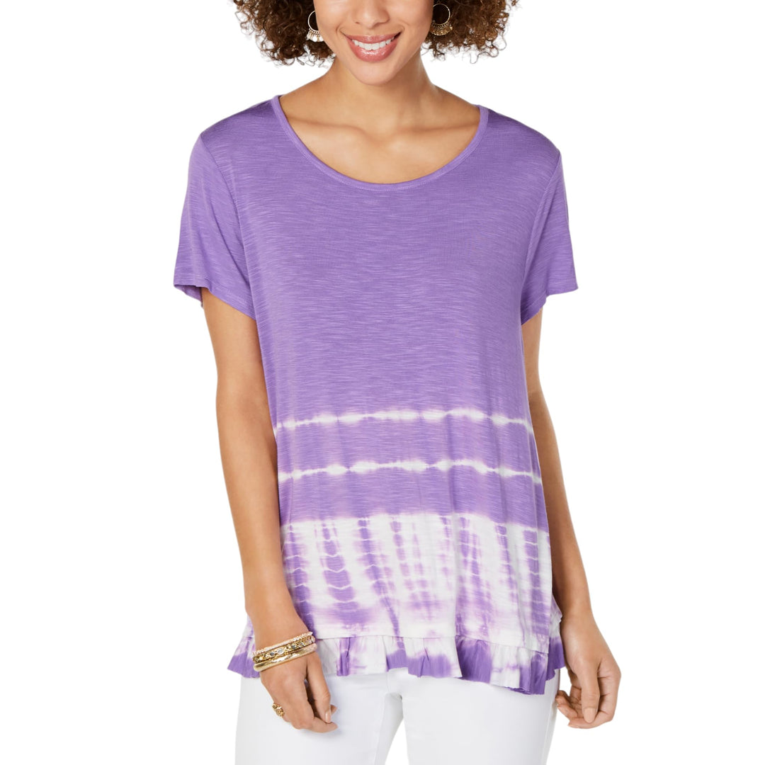 Style & Co Tie Dyed Ruffle Hem T-Shirt