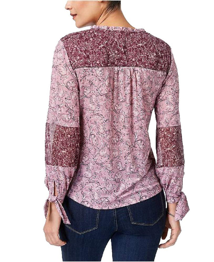 Style & Co Printed Tie Sleeve Top