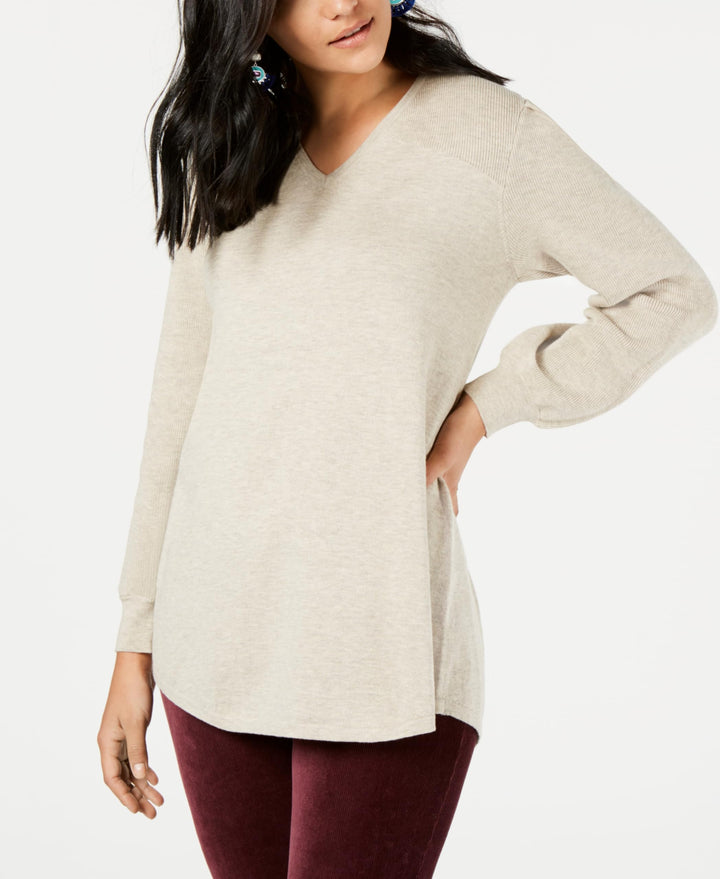 Style & Co Pleated Sleeve Tunic Sweater