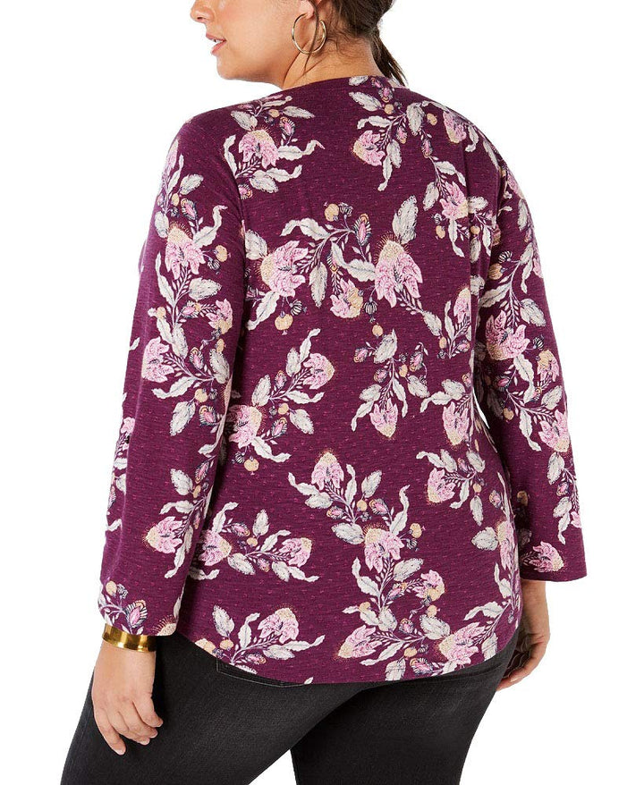 Style & Co Plus Size Retro Floral Print Top