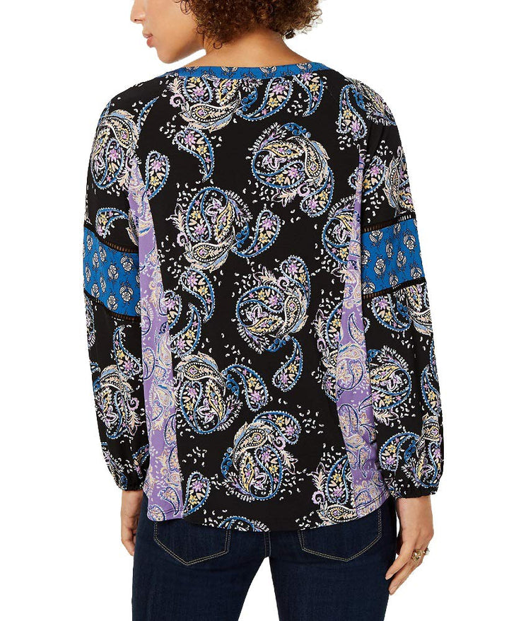 Style & Co Printed Split Neck Top