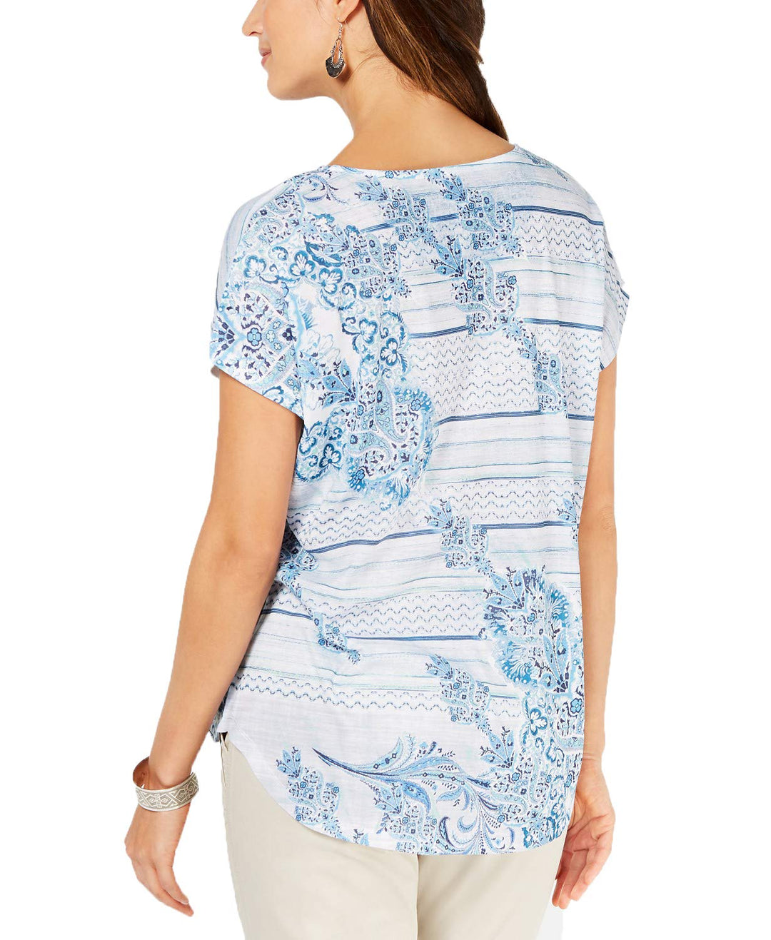 Style & Co Printed Scoop Neck Top0
