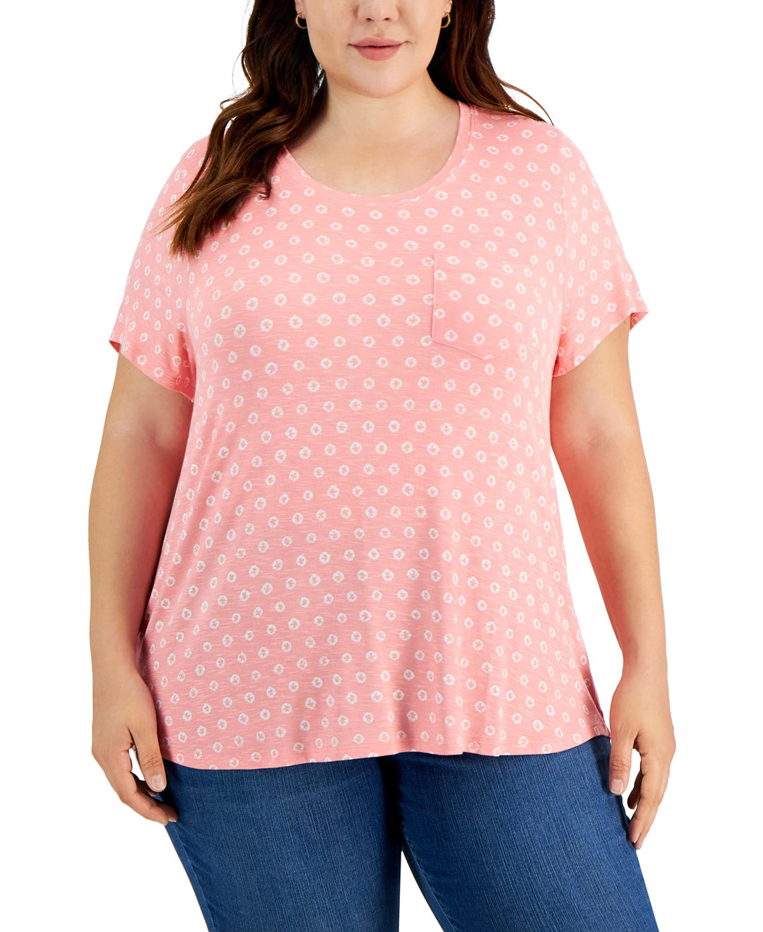 Style & Co Plus Size Drapey One Pocket T-Shirt