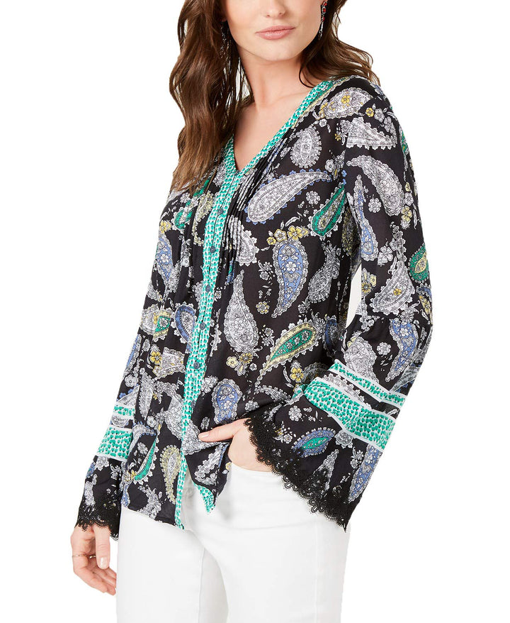 Style & Co Printed Flare Sleeve Top