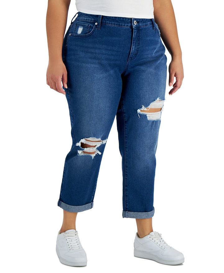 Style & Co Plus Size Ripped Boyfriend Jeans