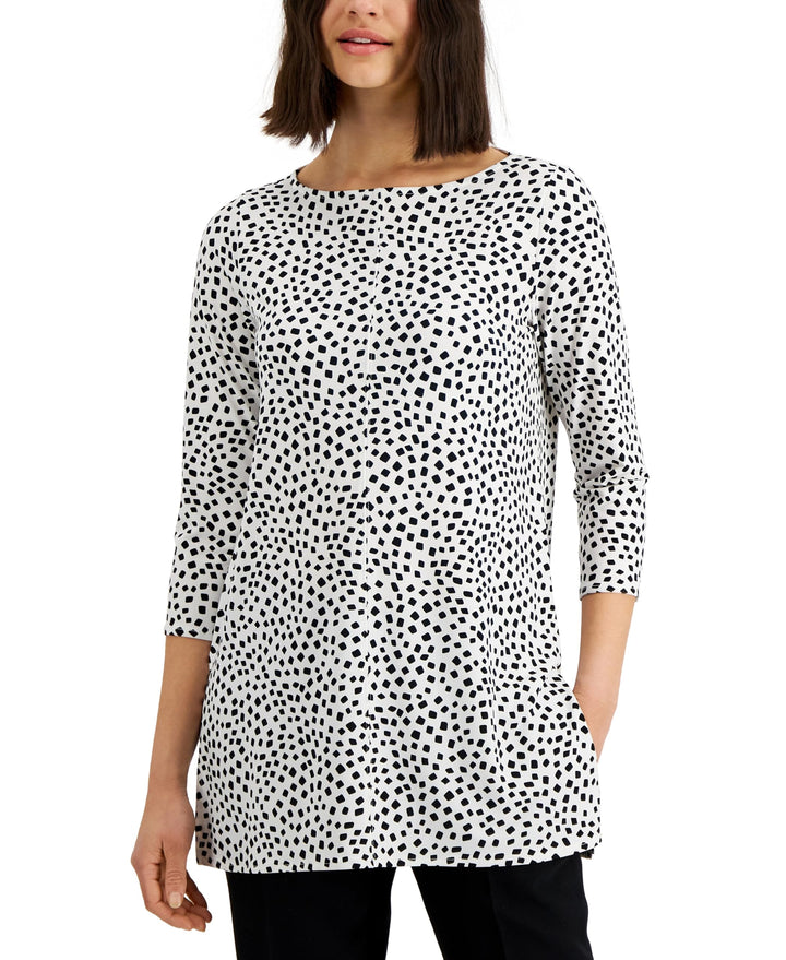 Alfani Petite Printed 3/4 Sleeve Tunic