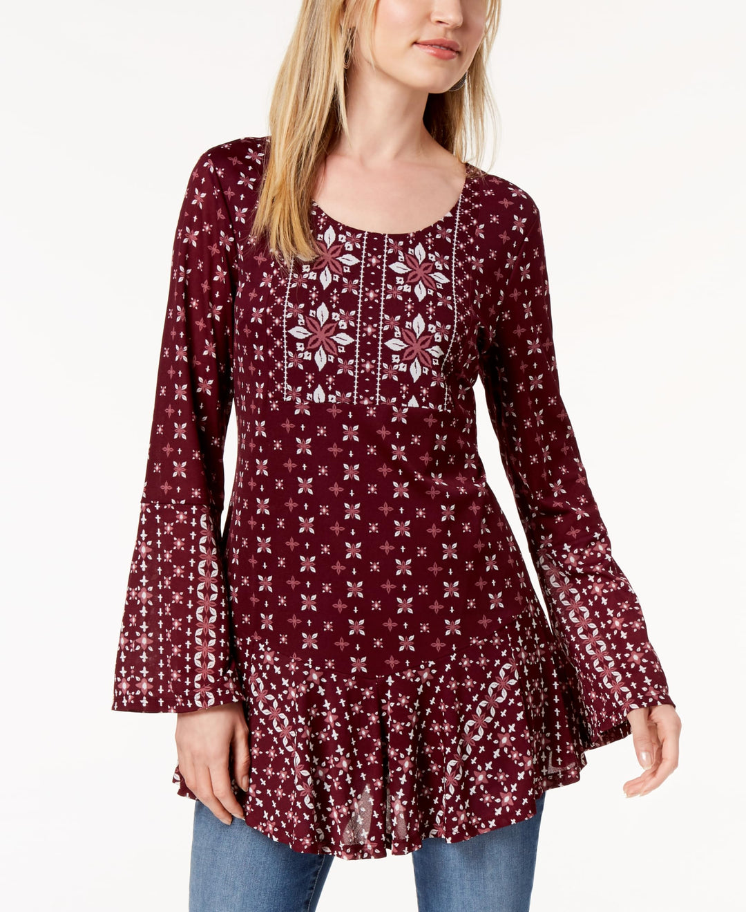 Style & Co Printed Bell Sleeve Top