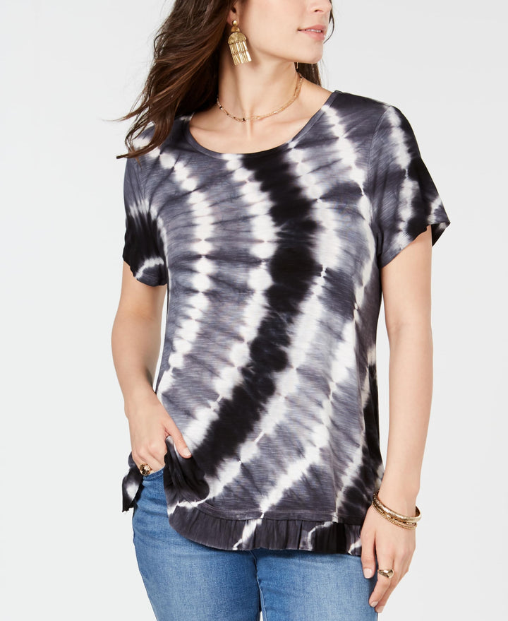 Style & Co Ruffle Hem Tie Dye Top