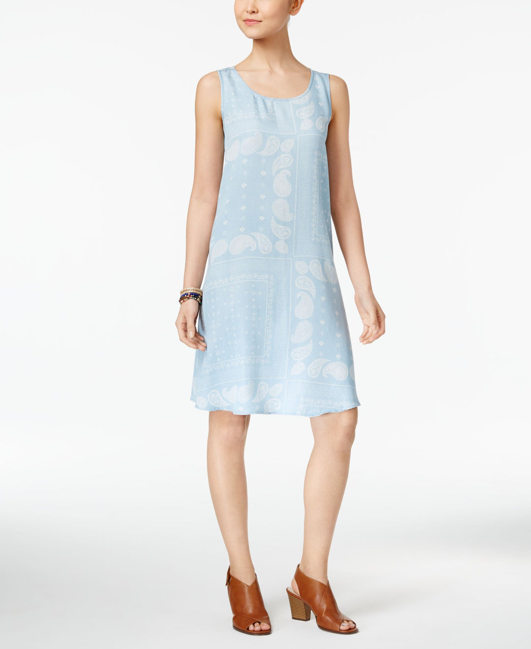 Style & Co Printed Denim Shift Dress
