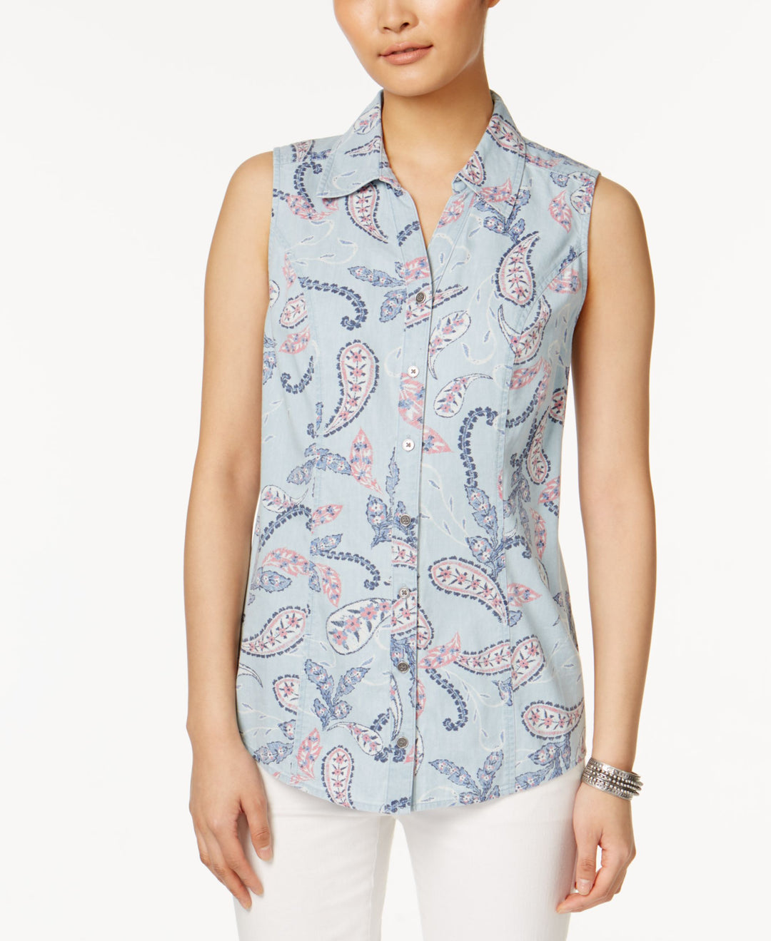 Style & Co Sleeveless Denim Shirt