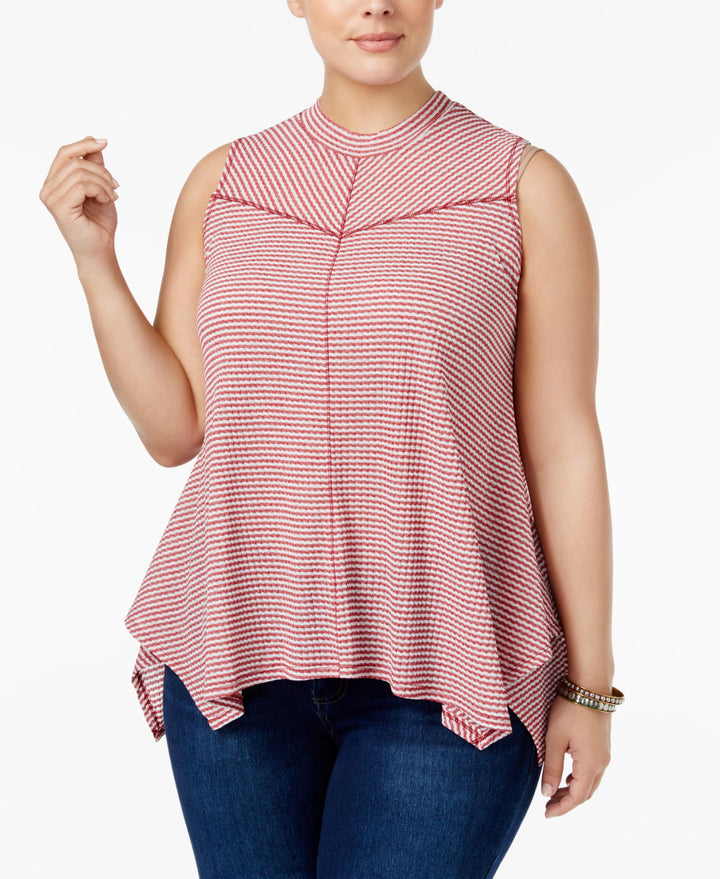 Style & Co Plus Size Striped High Low Hem Swing Top