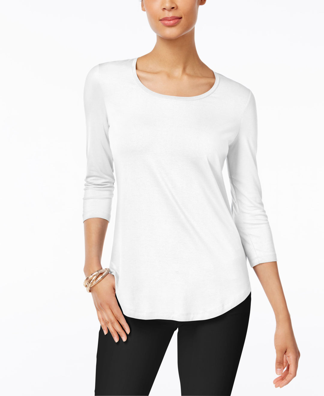 3/4-Sleeve Scoop Neck Top