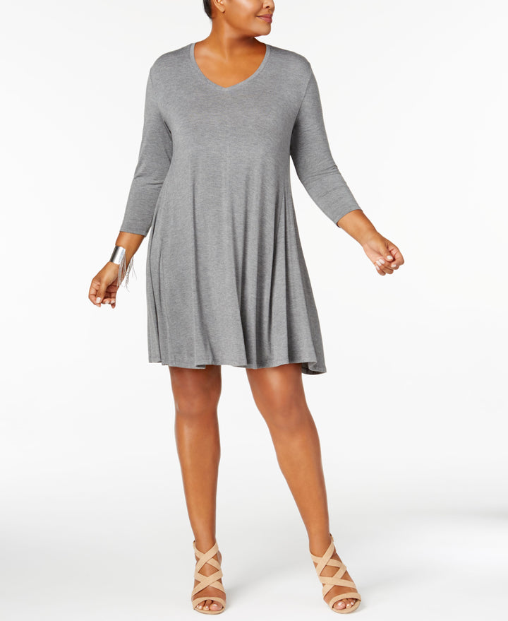 Style & Co Plus Size V Neck A Line Swing Dress