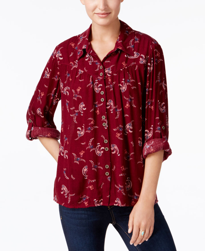 Style & Co Petite Textured Paisley Print Shirt