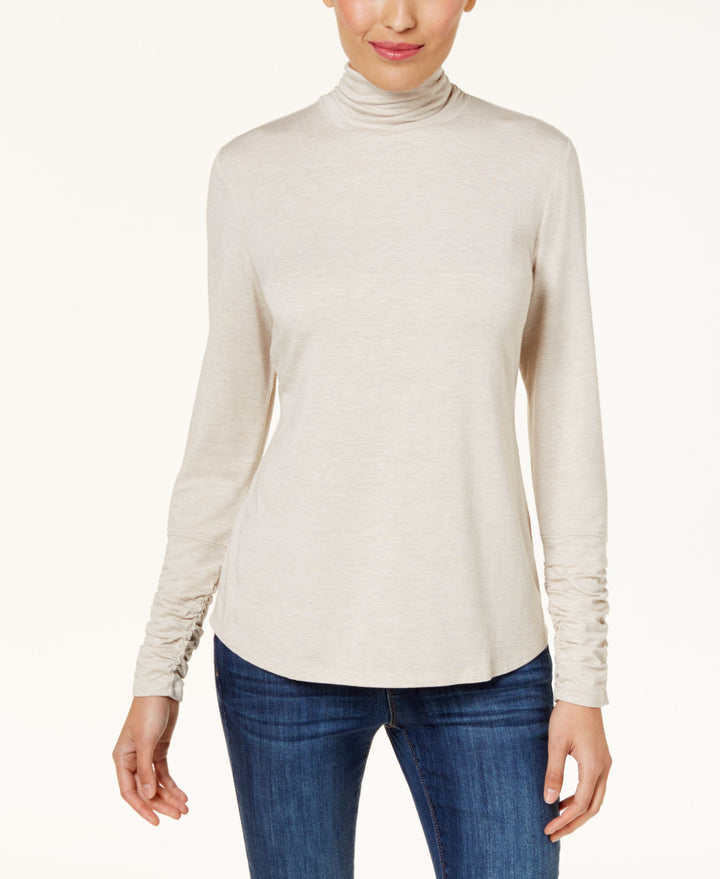 Style & Co Ruched Mock Neck Top