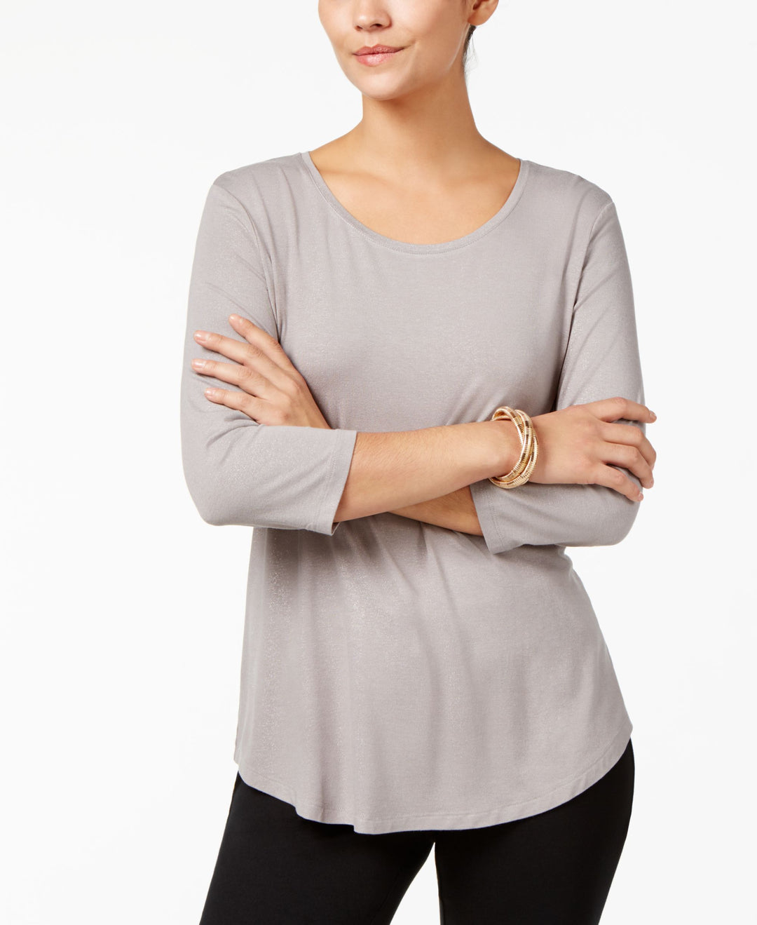 JM Collection Petite 3/4 Sleeve Solid Top