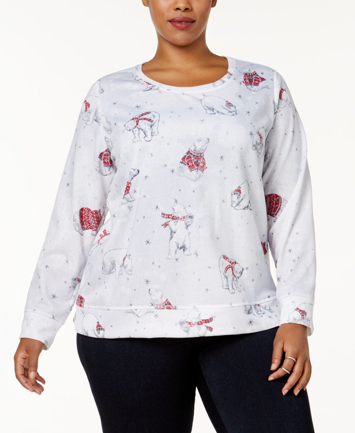 Style & Co Plus Size Polar Bear Embellished Top