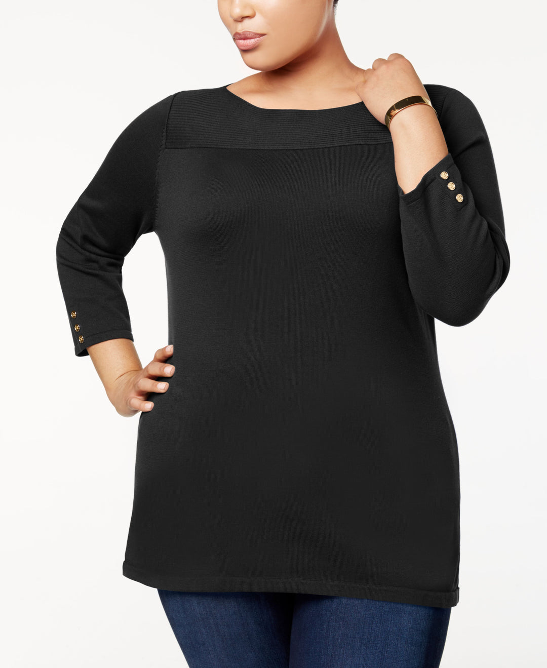 Karen Scott Plus Size Cotton Boat Neck Sweater