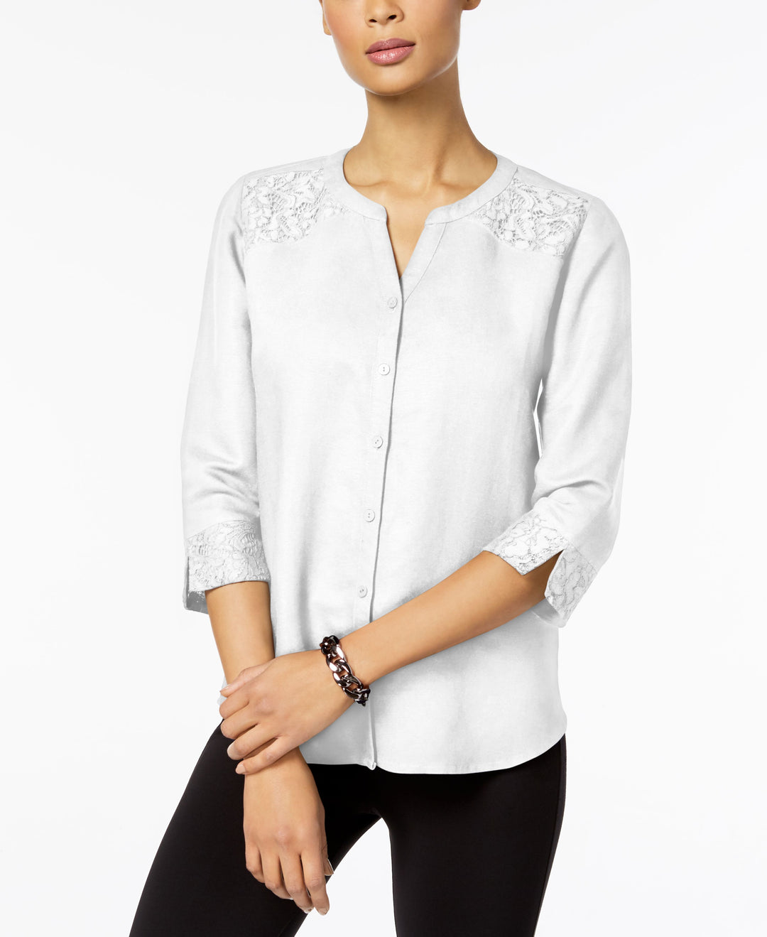 JM Collection Lace Trim Blouse