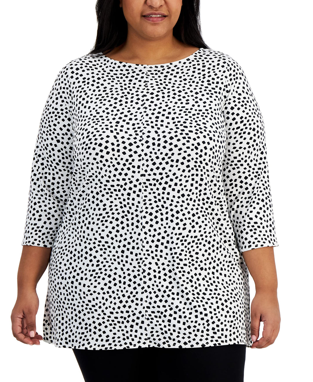 Alfani Plus Size Printed 3/4 Sleeve Top