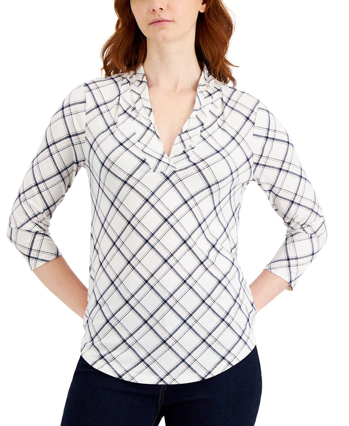 Charter Club Printed 3/4 Sleeve Knit Top