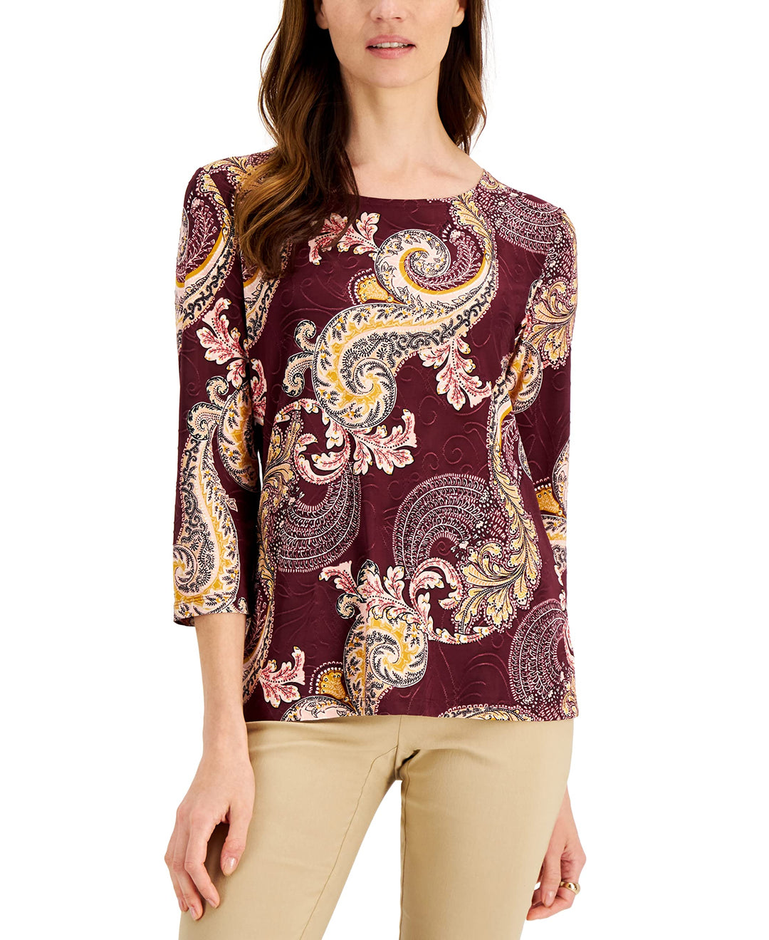 JM Collection Printed 3/4 Sleeve Tunic