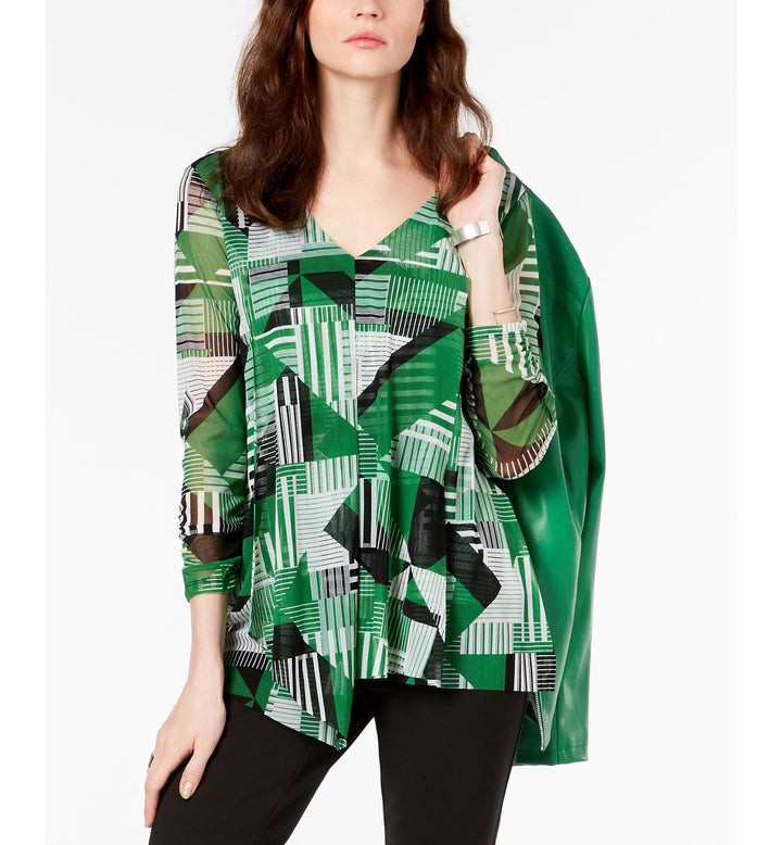 Alfani Petite Draped 3/4 Sleeve Top