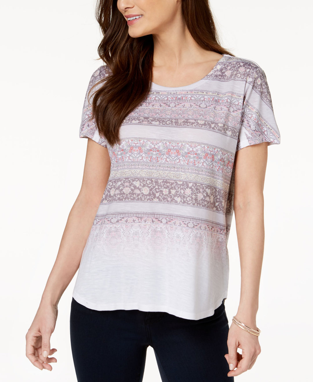 Style & Co Printed Scoop Neck T-Shirt