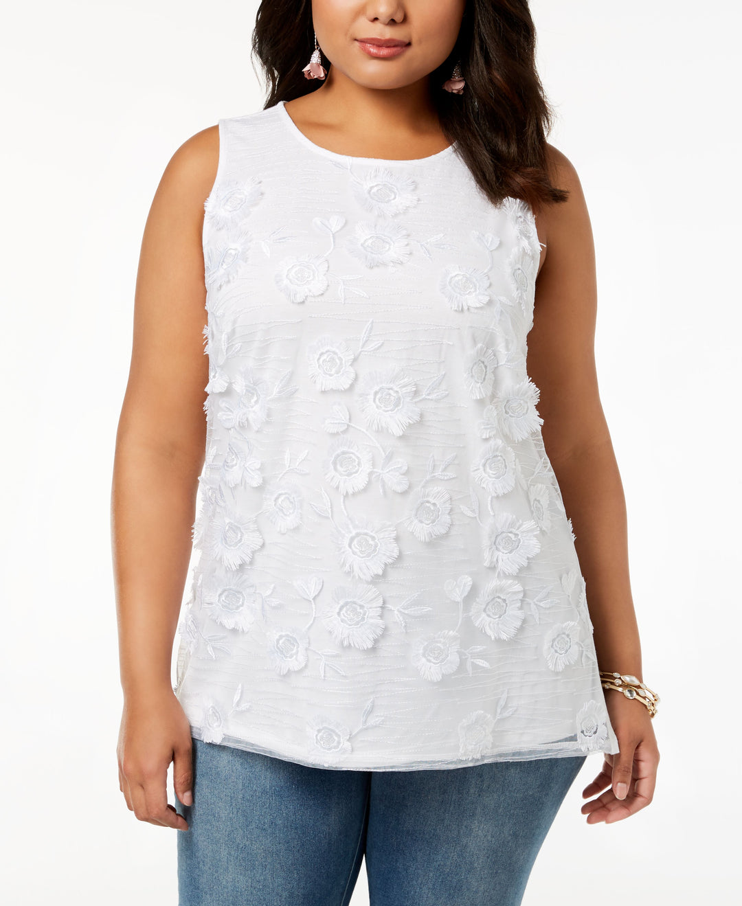 Plus Size Floral Embellished Top