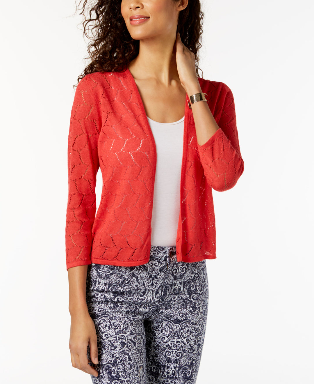 Charter Club Cropped 3/4 Sleeve Cardigan