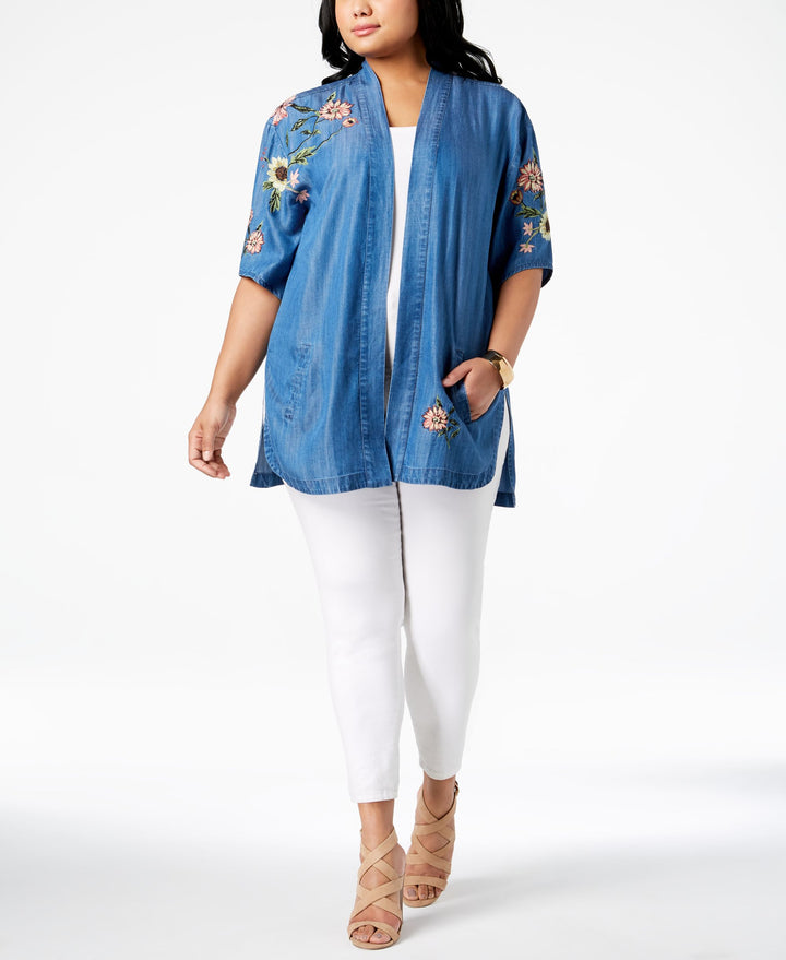Style & Co Plus Size Summer Tide Embroidered Kimono