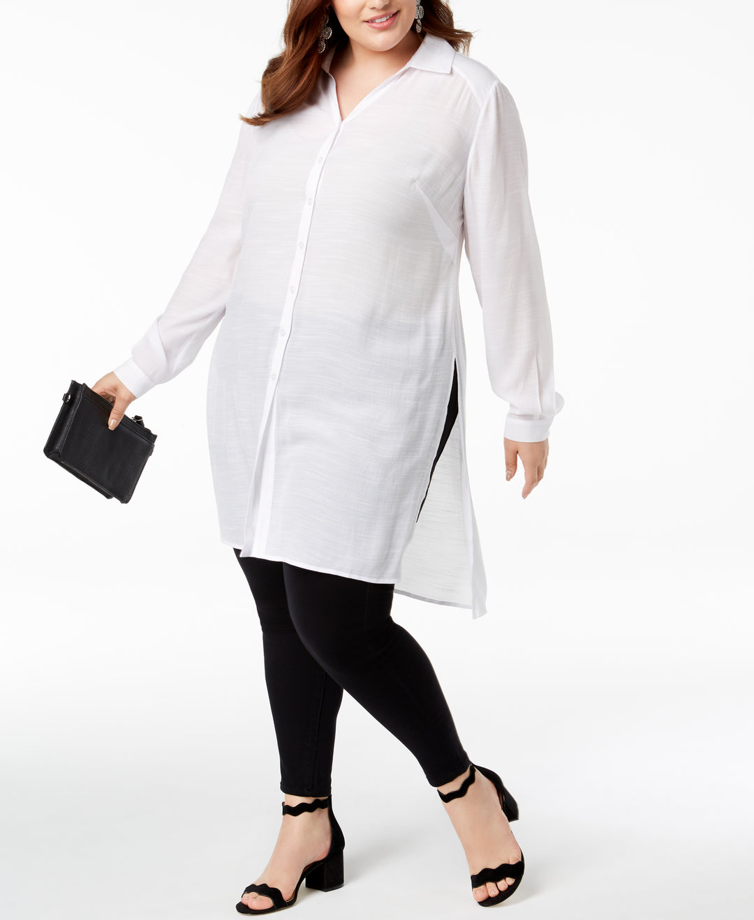 Plus Size Long Linen Tunic Shirt