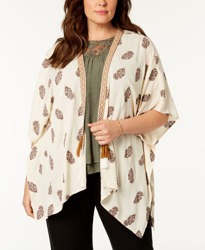 Style & Co Plus Size Printed Open Front Kimono