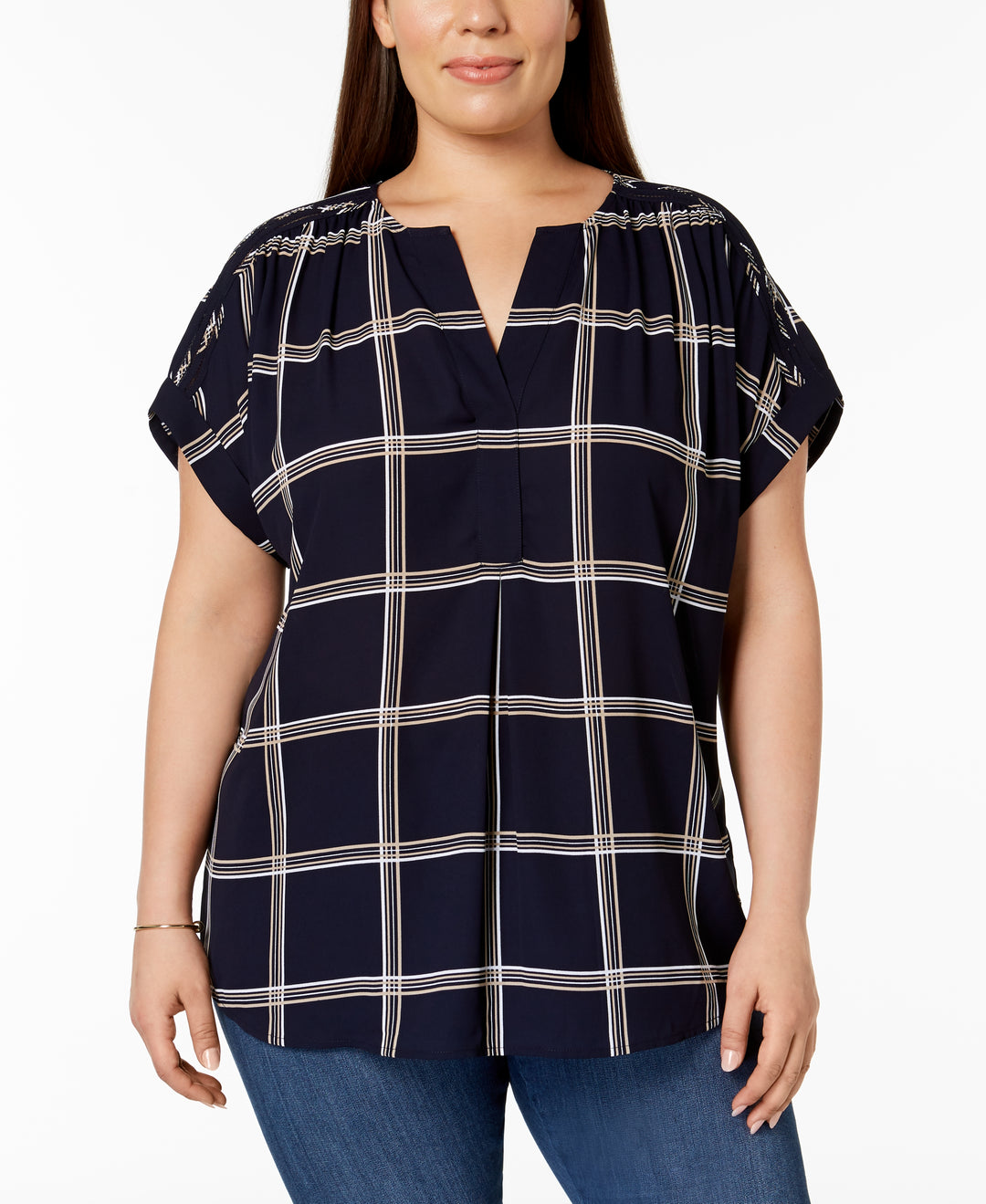 Plus Size Plaid Top
