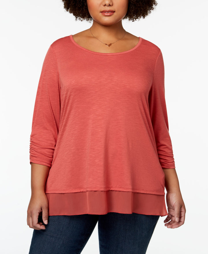 Style & Co Plus Size Chiffon Hem Top
