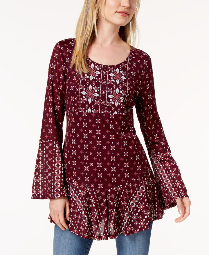 Style & Co Printed Bell Sleeve Top