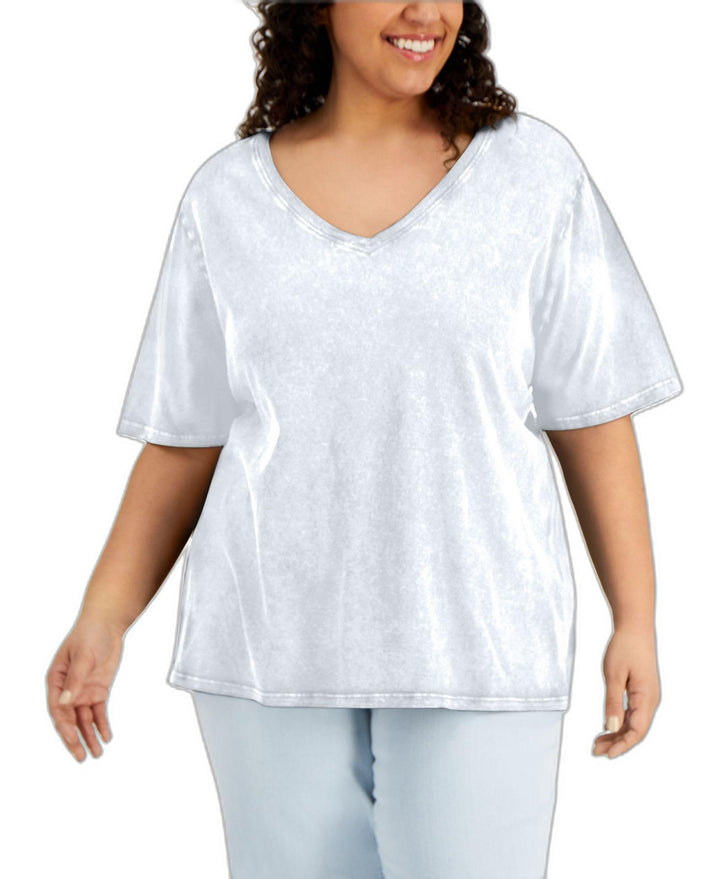 Style & Co Plus Size Cotton V Neck T-Shirt
